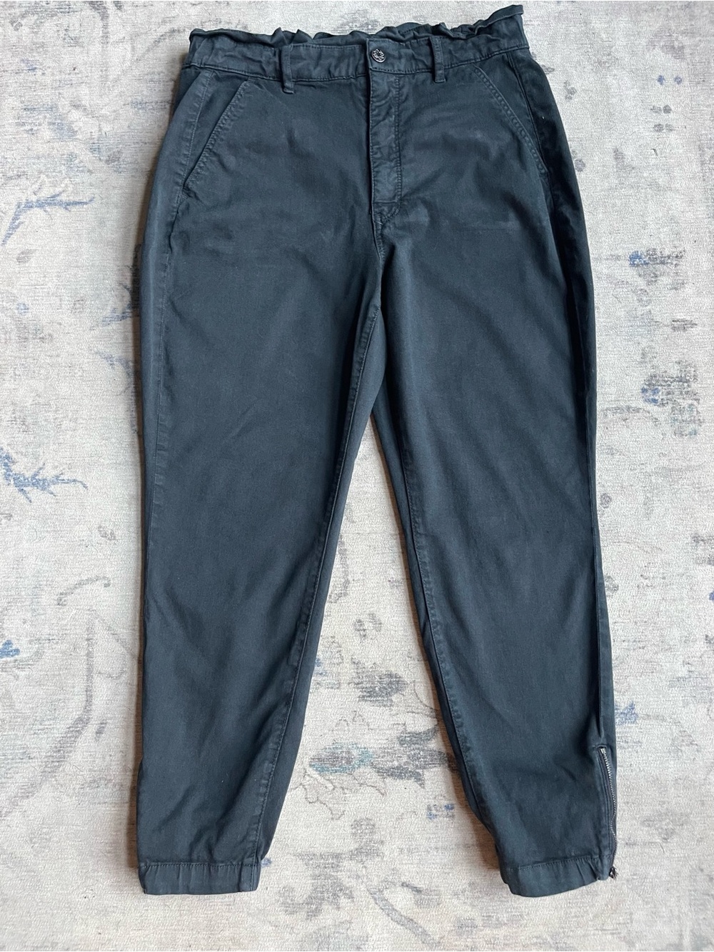 White House Black Market High Rise Paperbag Ankle Pants Black 12